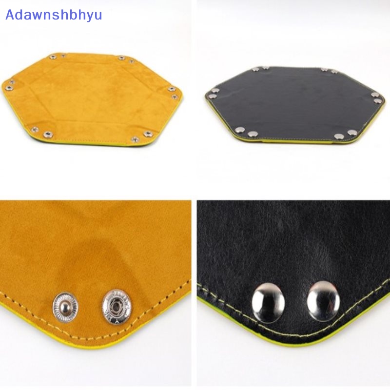 Adhyu Foldable Dice Tray Kotak PU Leather Lipat Hexagon Penyimpanan Coin Square Tray Dadu ID