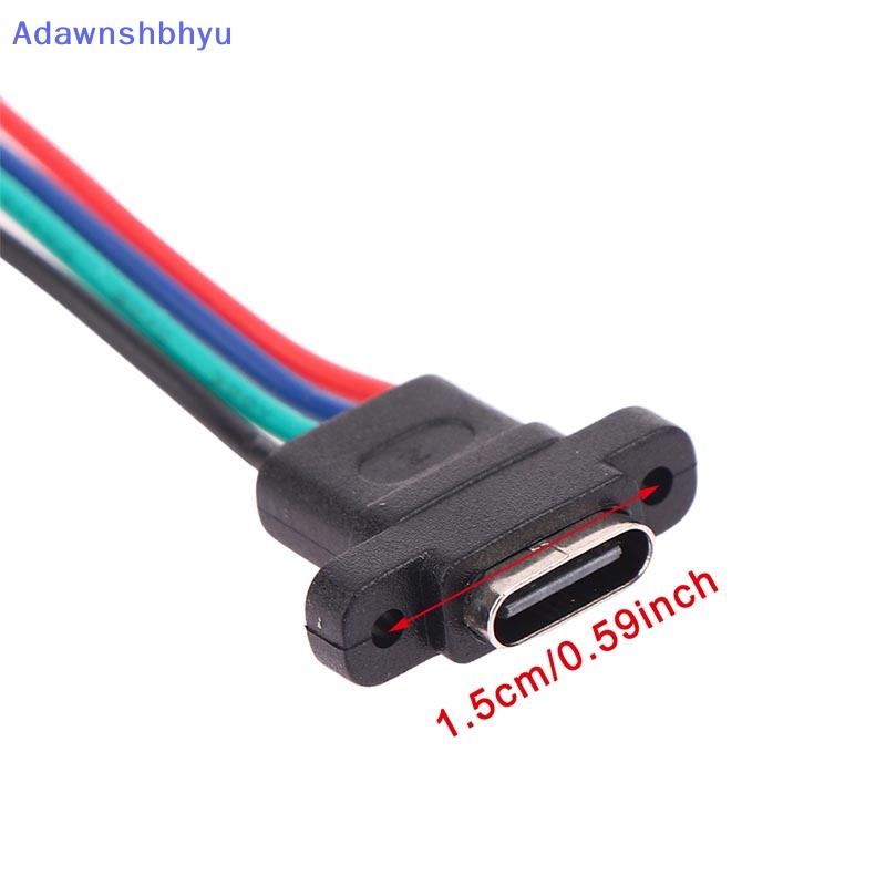 Adhyu Konektor USB 3.1 Type-C 4Pin Kawat Las Female Soket Cewe Tahan Air Karet Ring Arus Tinggi Fast Charging Port ID