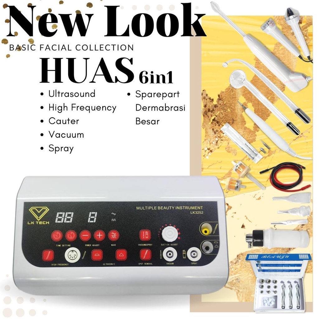 New Look Basic Facial Huas 5in1 6in1 7in1 Beauty Care Detox Vacuum Komedo HF Oxygen Spray Cauter