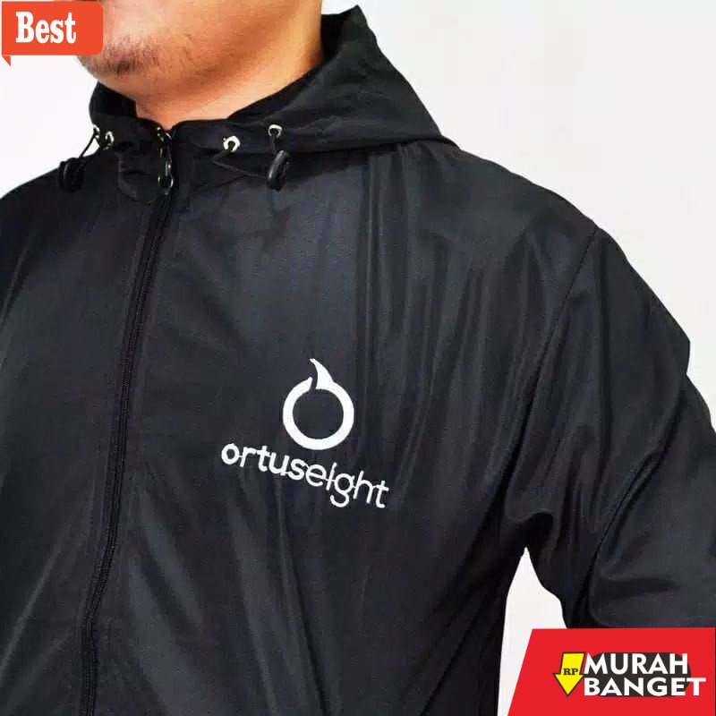 Jaket parasut pria terbaru- Jaket Parasut Ortuseight Jeket Pria BLACK WHITE Jacket Running Sport Pre
