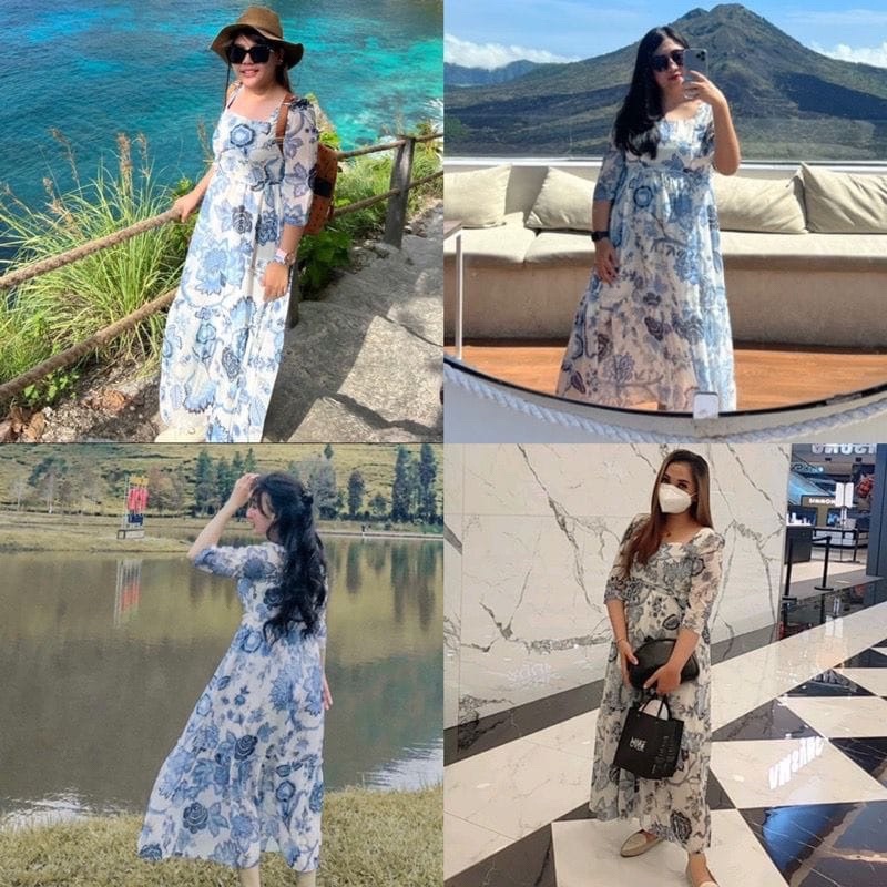 BEFAST - ZRD DRESS MAXY EDEL / LAGOON DRESS PICNIC MAXY / LongDress Wanita Terbaru / Pakaian Formal Wanita Remaja ABG / OOTD Wanita Ala Style Korean / Dress Maxy Motif Leher Kotak / Fashion kekinian Remaja