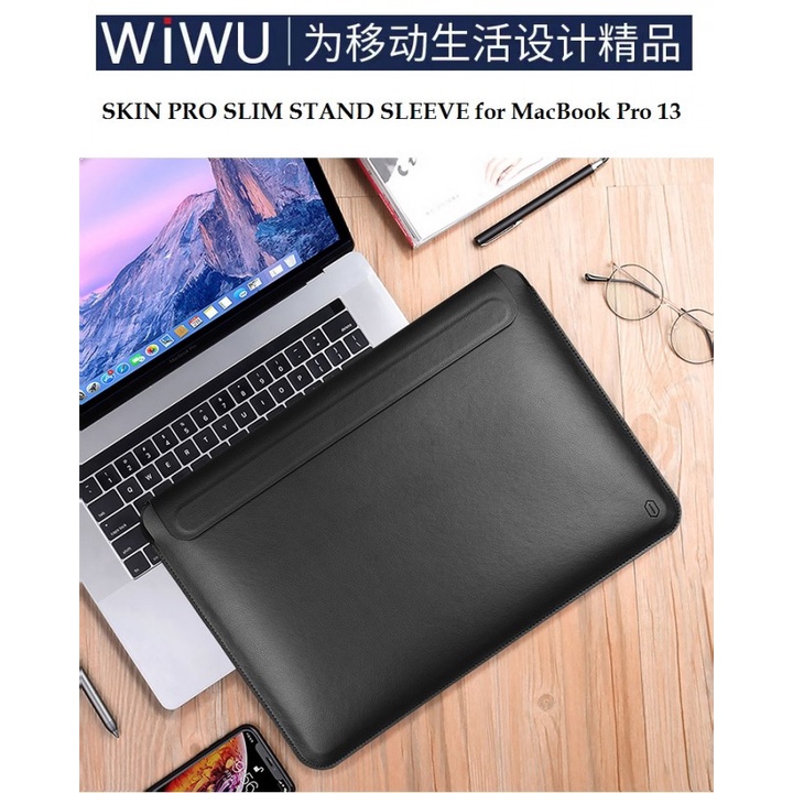 46 WIWU SKIN PRO Slim Stand Sleeve MacBook Pro 13 - Sarung dengan Stand