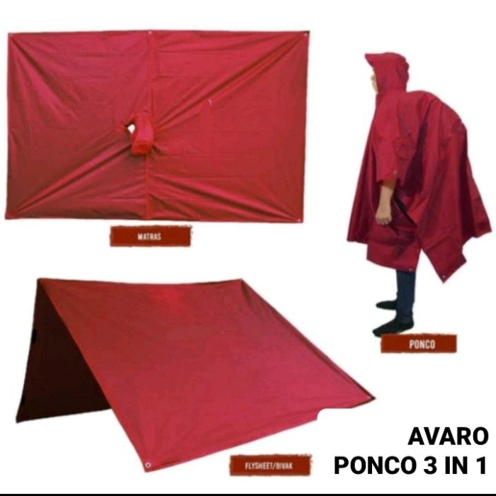 AVARO jas hujan ponco 3 in1.mantel gunung tanpa lengan. - Hitam