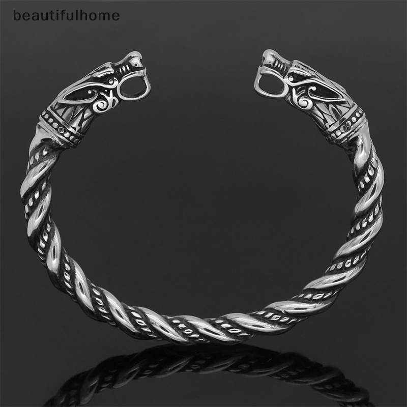 {beautifulhome} Perhiasan Gelang Naga Anti Karat Aksesoris Fashion Viking Gelang Pria.