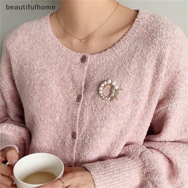 {Cantikrumah} Bros Kupu-Kupu Capung Mutiara Baru Untuk Wanita Lingkaran Elegan Trendy.
