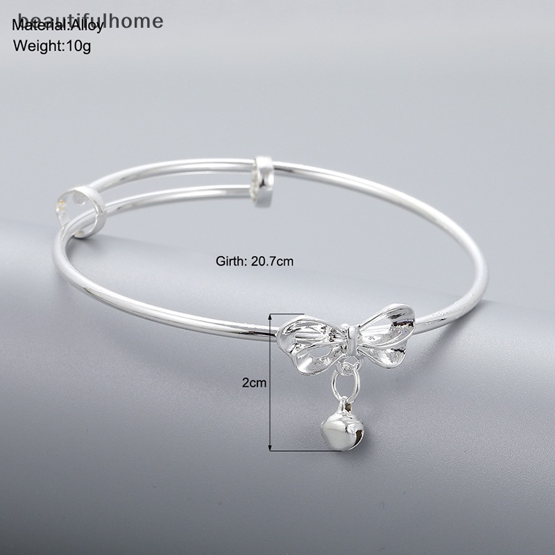 {beautifulhome} Fashion Perak Wanita Busur Bell Gelang Adjustable Untuk Lady Gelang Pesta Pernikahan Perhiasan Kekasih Hadiah Liburan.