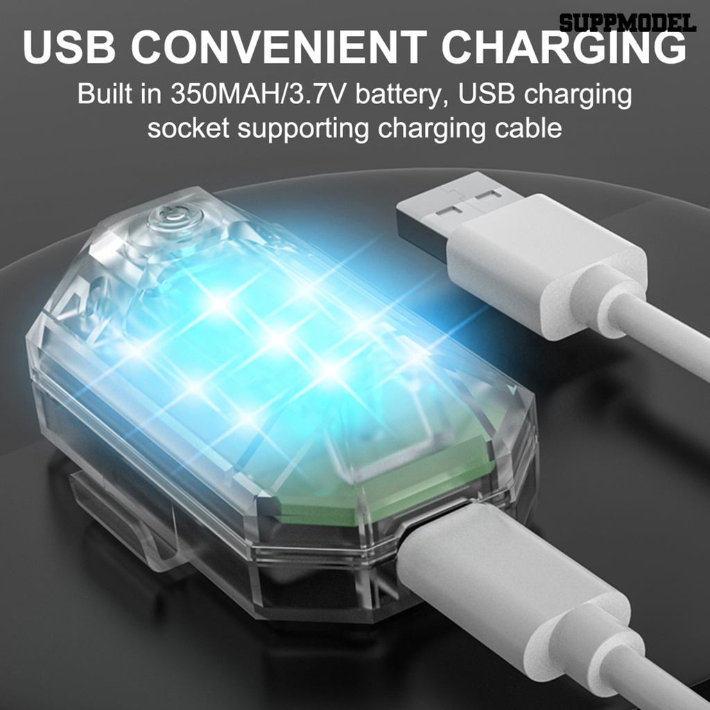 [SM]8Pcs Lampu Kedip Micro USB Charging Interference Dengan Remote Control Umur Panjang Tahan Air Pencahayaan Stabil ABS Pesawat Multifungsi Lampu Strobo Pasokan Otomotif