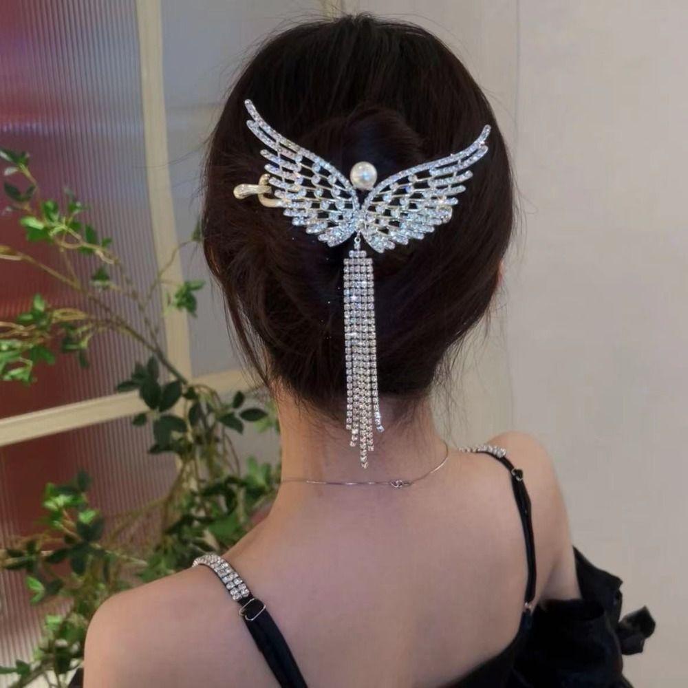 Needway Twist Clip Elegan Vintage Mutiara Rumbai Medium Claw Clips Korea Goody Rambut Jepit Berlian Imitasi Hair Clips Untuk Wanita