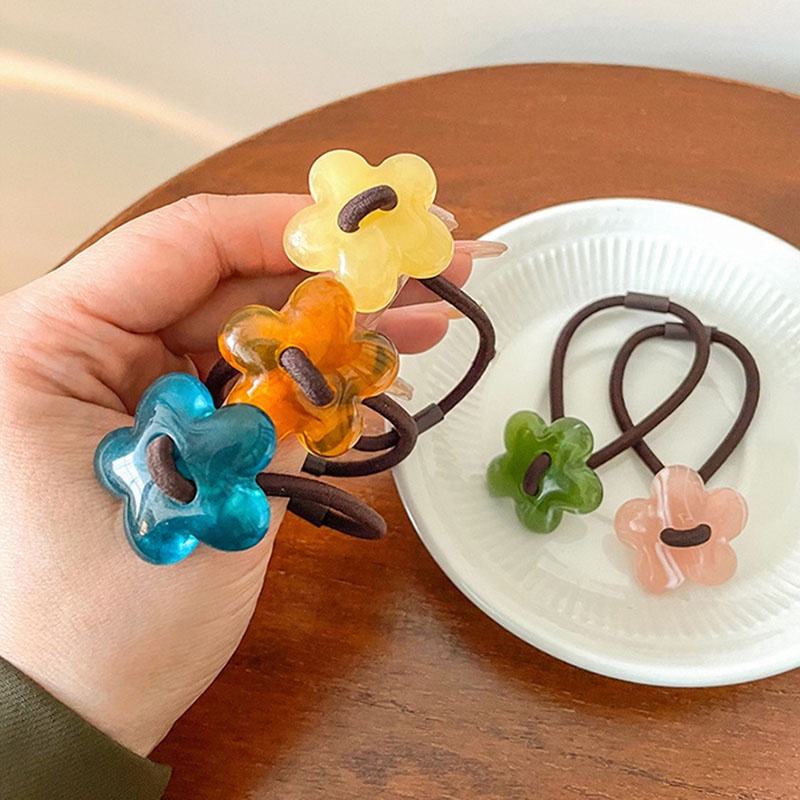 Gelang Karet Geometris Bunga Fashion Untuk Anak Perempuan