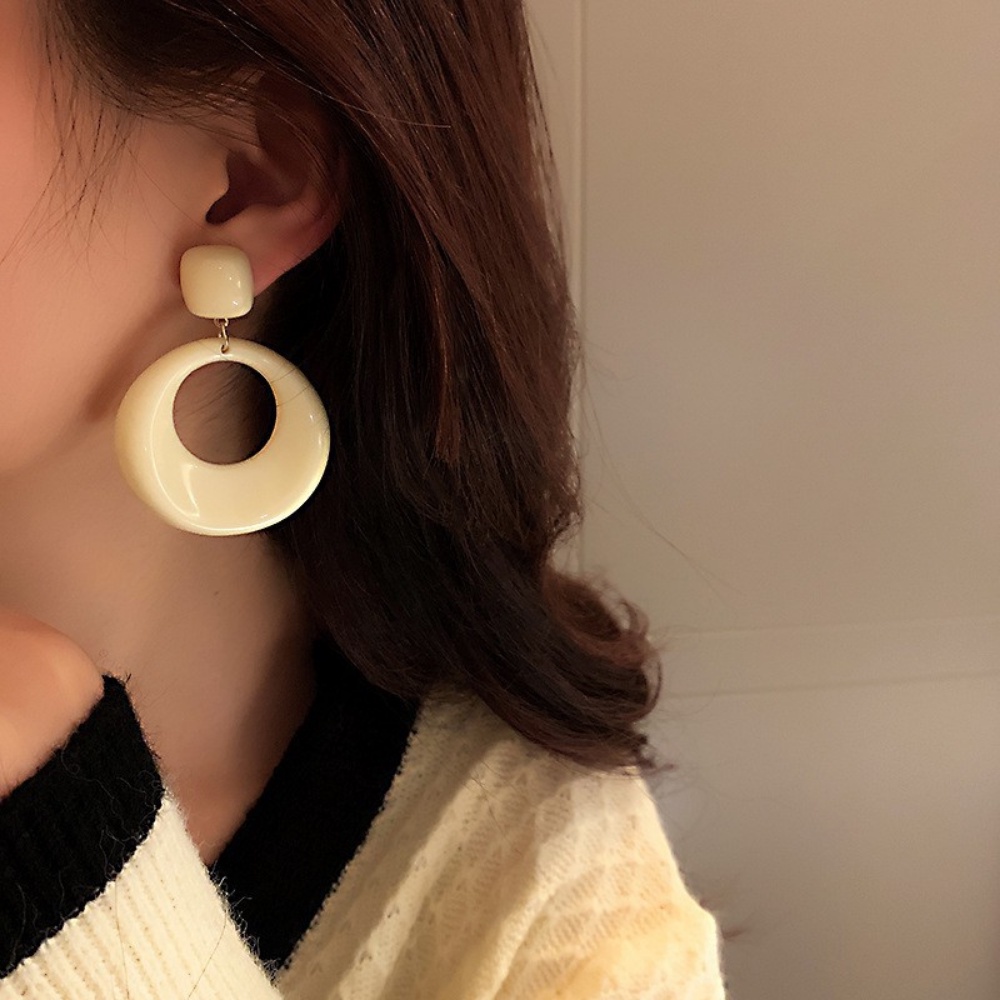 Deartiara Akrilik Geometris Putih Susu Kopi Dalam Vintage Art Earrings Sederhana Dan Pribadi Anting Serbaguna