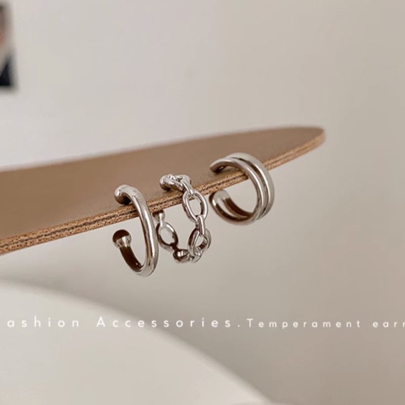 Papaozhu 3 Pcs Retro Perak Tanpa Tindik Cuff Earrings Untuk Wanita Gadis Fashion Berongga Geometris Tulang Rawan Klip Anting Perhiasan Telinga Trendi