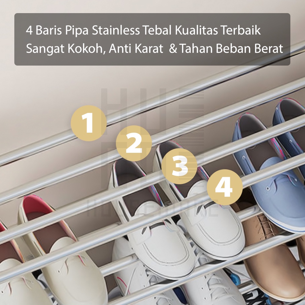 HUGO Rak Sepatu Besi Portable 5 6 7 Susun Kokoh Premium Quality