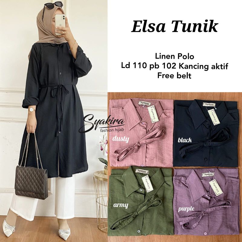 ELSA TUNIK free belt ORI SYAKIRA | Ld11p Linen Polo