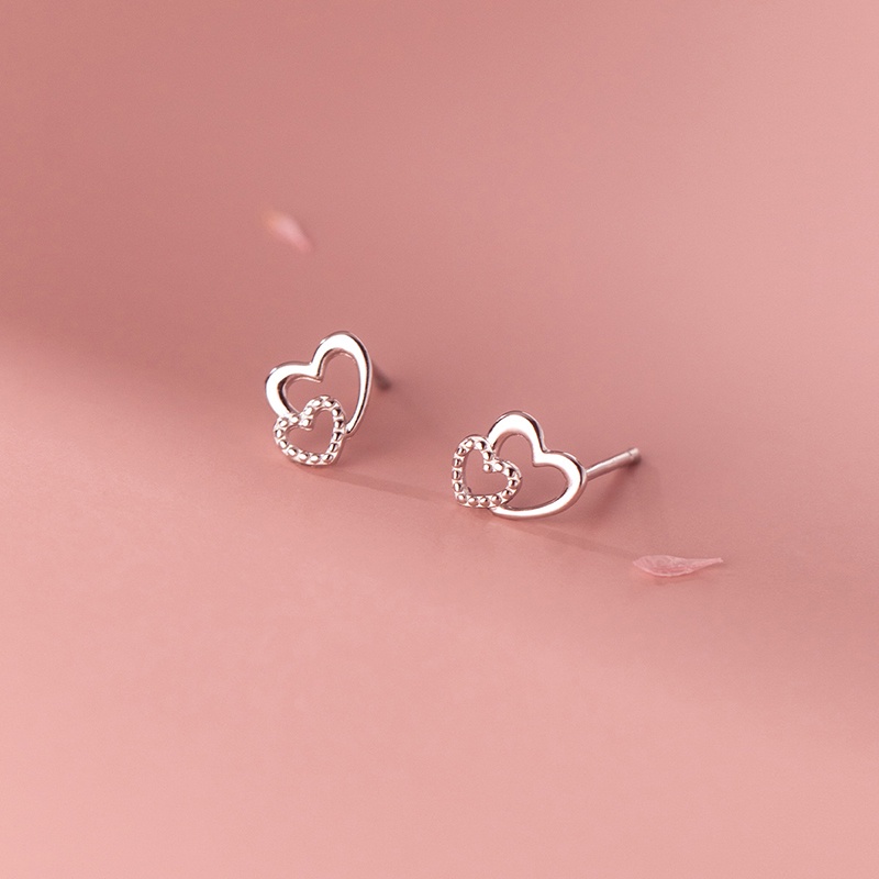 Lucu Mendengar Cinta Stud Anting Untuk Wanita Lady Fashion Perak Disepuh Pesta Harian Telinga Perhiasan Earring Gift