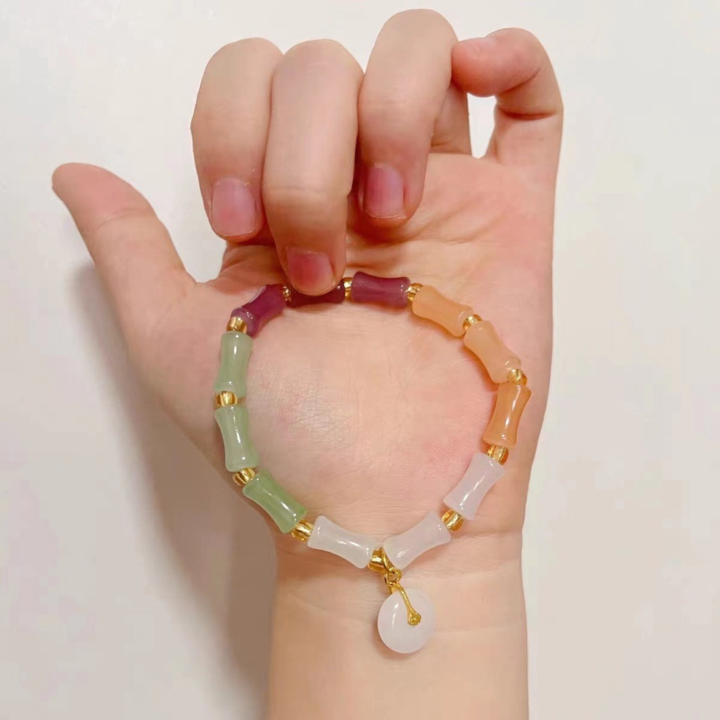 Gelang Manik-Manik Keramik Lucu Manis Kecil Segar Perempuan2023Musim Panas Gaya Baru Macaron Warna-Warni Childlike Bracelet