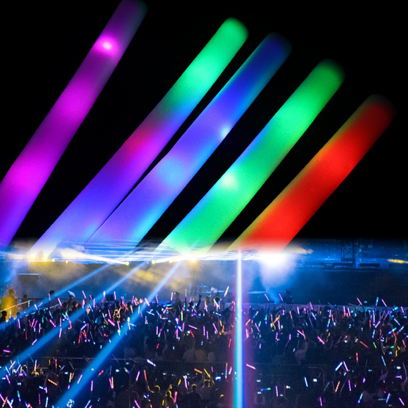 1pc LED Luminous Spons Stik Pesta Busa Glow Stick RGB Neon Gelap Cahaya Untuk Aksesoris Dekorasi Festival Ulang Tahun Pernikahan