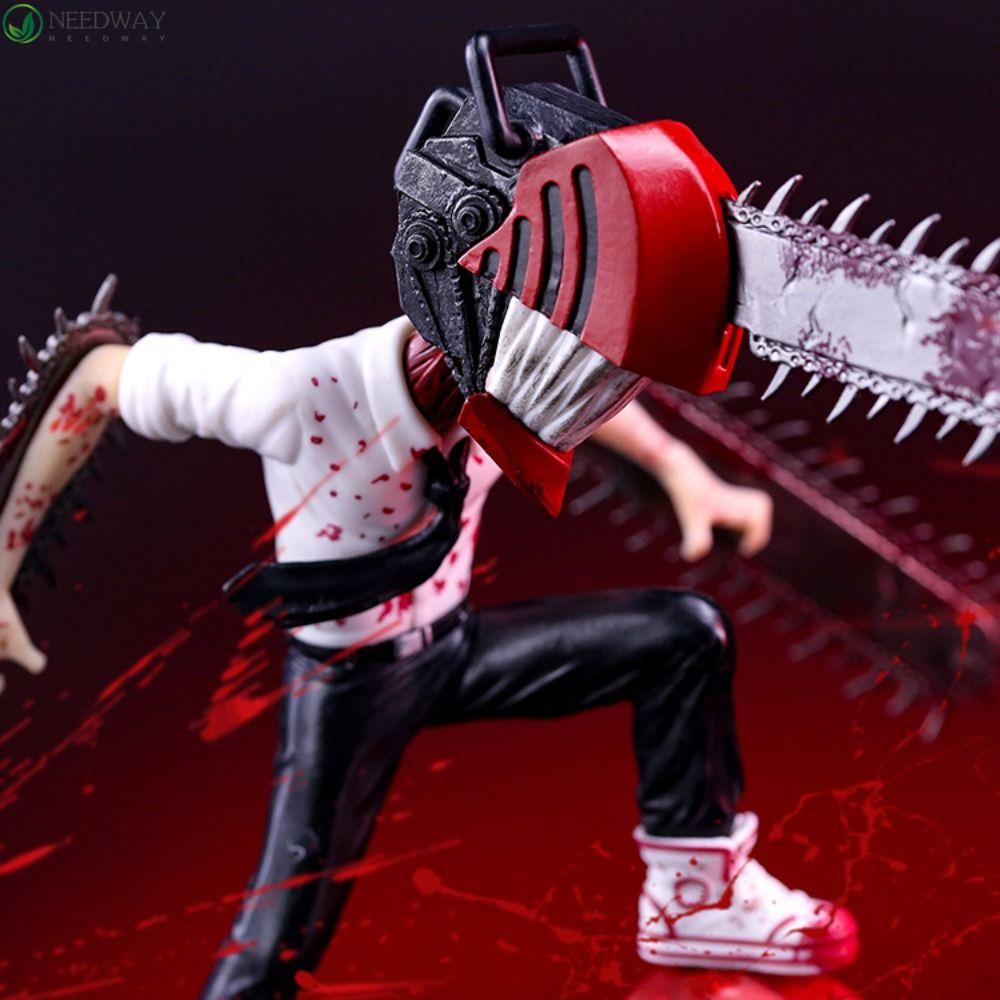 Needway Chainsaw Man Action Figure Dekorasi Mobil Ornamen Hadiah Gergaji Latex Helm Halloween Props Aksesoris Denji Action Figure Anime Figure Chainsaw Man Model Mainan