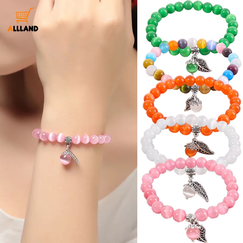 Gelang Adjustable Kristal Gaya Nasional/ Rantai Manik-Manik Opal Peregangan Coloreful/ Aksesoris Perhiasan Gelang Liontin Fashion