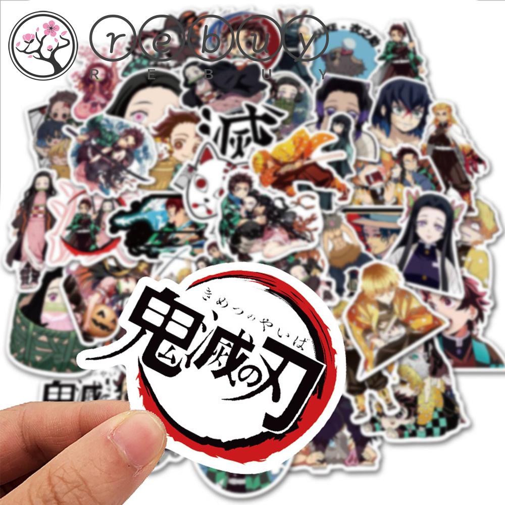 Rebuy Japan Anime Kimetsu No Yaiba Stiker 100 Pcs Multi Use Stickers Waterproof DIY Kartun Anime Decals