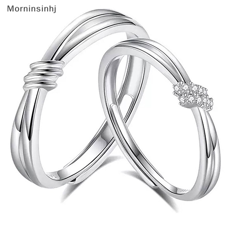 Mornin Cincin Pasangan Simpul Konsentrik Cahaya Sederhana Pembukaan Adjustable Zirkon Jari Rings Untuk Hadiah Perhiasan Peringatan Pacar id