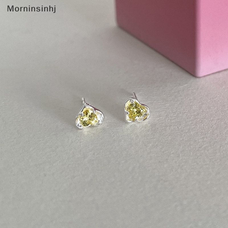 Mornin 1pasang Fashion Cinta Ringan Stud Earring Mini Warna-Warni Zirkon Jantung Telinga Stud Untuk Wanita Perhiasan Tulang Rawan Telinga id