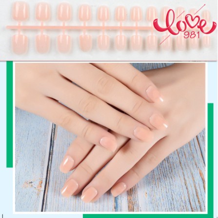 24pcs /fake nails/ false nails/ kuku palsu pendek model glossi french