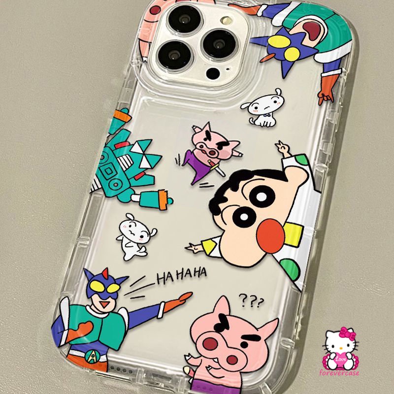 Untuk Redmi Note8 10 11 11s 10s 10 Pro Max9 Redmi 12C 9C NFC 10A 9 9T A2 10 A1 9A POCO F4 Couple Kartun Crayon Shin-chan Graffiti Lucu Imut Lembut Airbag Case