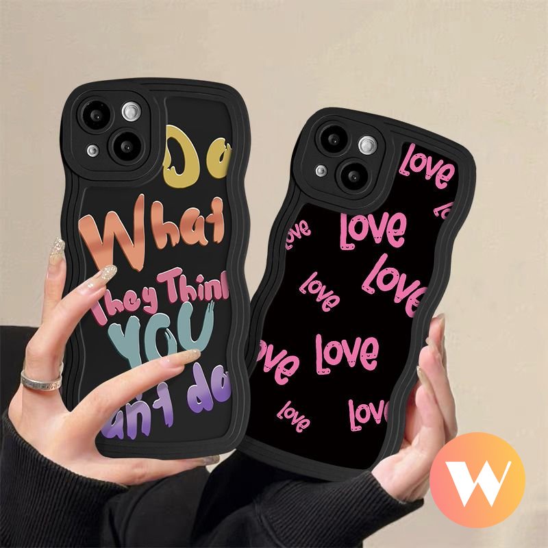 Case Untuk Redmi 9T 10A 12C A1 9 10C 9C 10 A1+ A2+9A Note8 11 11s 10s 9s 9 10 Pro POCO M3 X3 NFC Pro Mi 11T Pro Simple Kata Inggris Motif Love Tepi Bergelombang Lembut Sarung