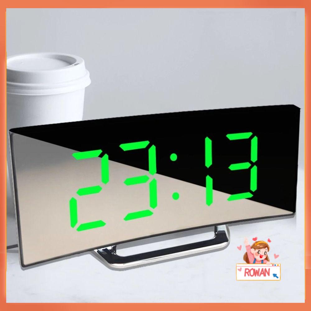 R-FLOWER Jam Weker Meja Samping Tempat Tidur Lampu Malam Suhu Kalender Angka Clock LED Digital