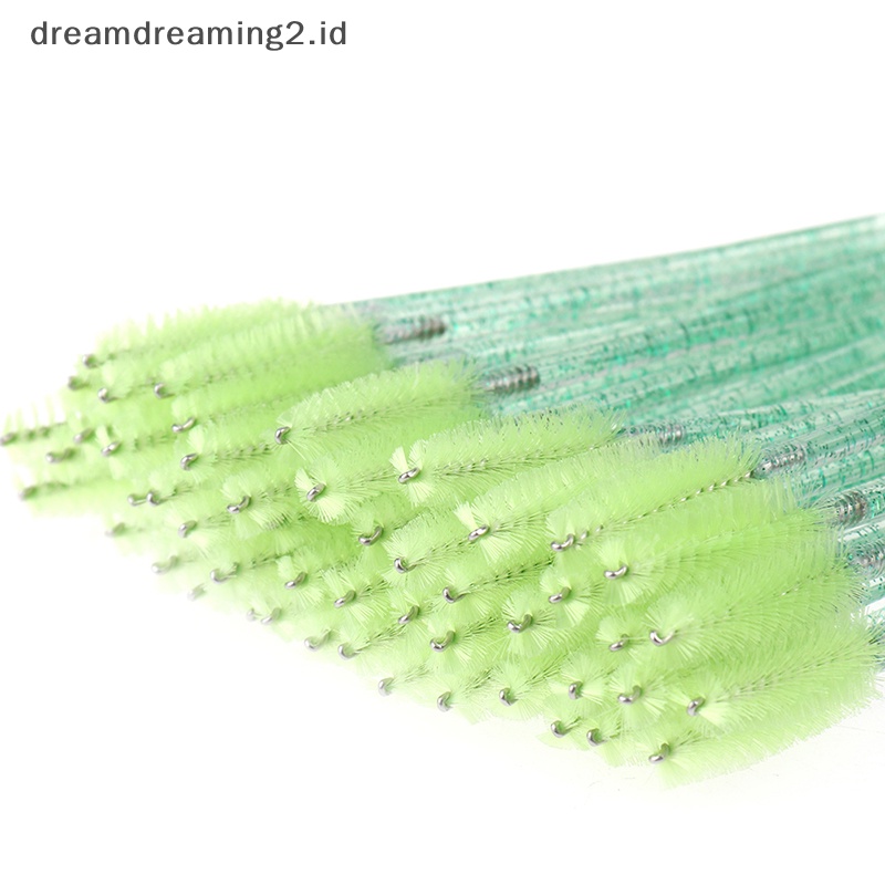 (drea) 50pcs Sikat Bulu Mata Sekali Pakai Dengan Batang Kristal Sisir Alis makeup brush //