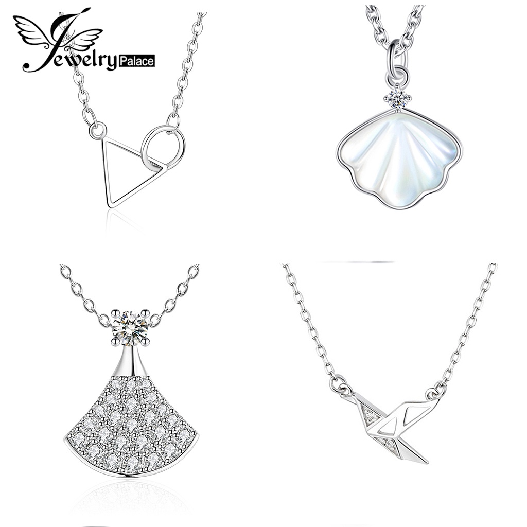 Jewelrypalace Simple Asli925 Berlian Kalung Perhiasan Perak Wanita Moissanite M046