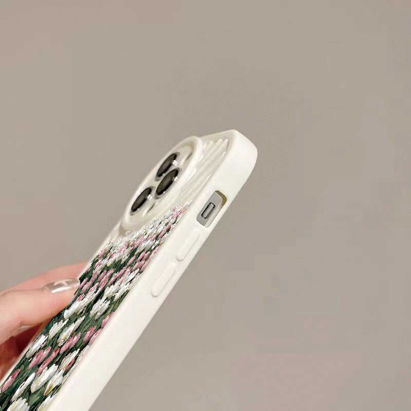 IPHONE Casing Ponsel Riak Air Tulip Bunga Segar Kompatibel Untuk Iphone11 13 12 14 Pro Max14 Plus XR X XS MAX 7Plus 8Plus 7 8 SE 2020 2022 Sarung Tahan Guncangan