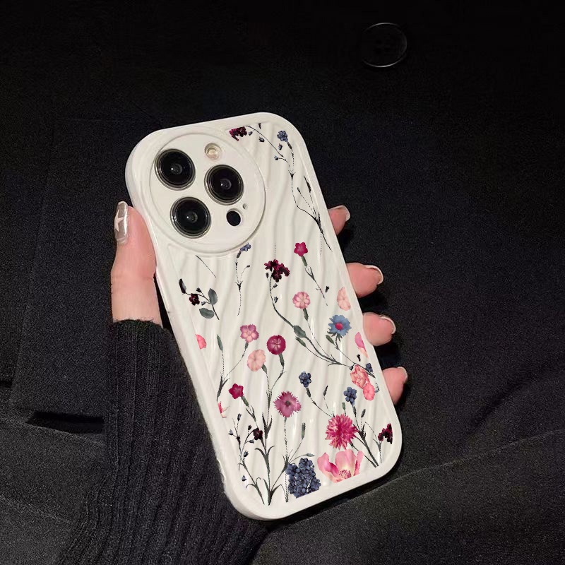 IPHONE Casing Ponsel Riak Air Bunga Kompatibel Untuk Iphone11 13 12 14 Pro Max14 Plus XR X XS MAX 7Plus 8Plus 7 8 SE 2020 2022 Sarung Tahan Guncangan