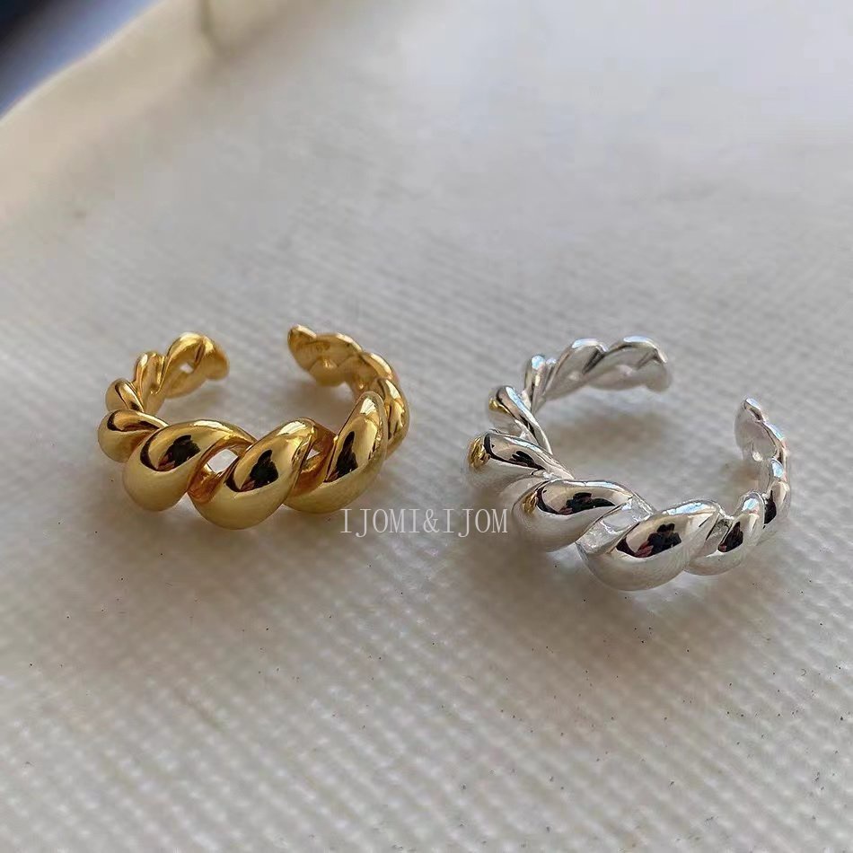 Edisi Korea Garis Minimalis Cincin Tidak Teratur Cahaya Mie Makanan Jari Cincin Dengan Rasa Desain Kecil Logam Cincin Terbuka