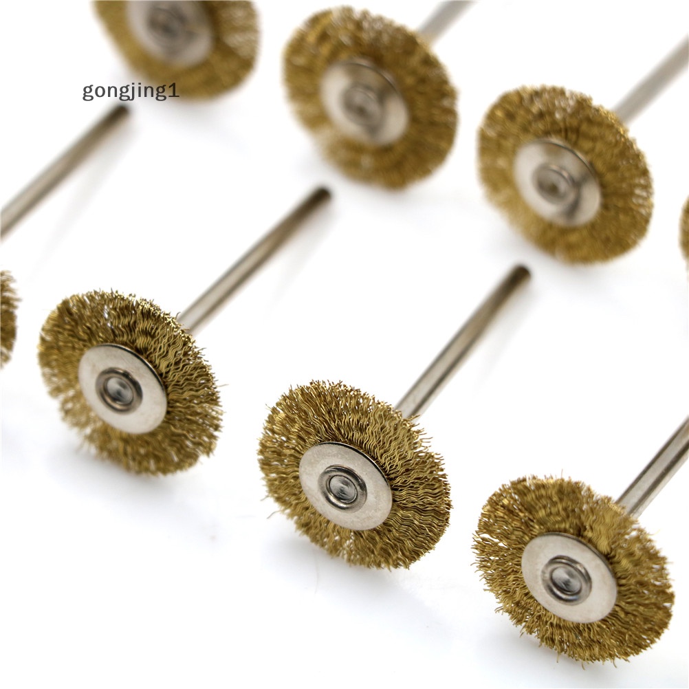 Ggg 10PCS 22MM Brass Wire Wheel Brushes Alat Poles Untuk Die Grinder Power Rotary ID