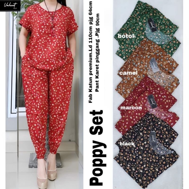 POPPY SET Celana ORI VALENT | Ld110 Katun Premiun