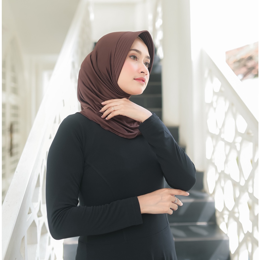 Kerudung Khimar Instan Hijab Sporty pet bahan Jersey Olahraga Volly Basket Futsal By Rismatrie
