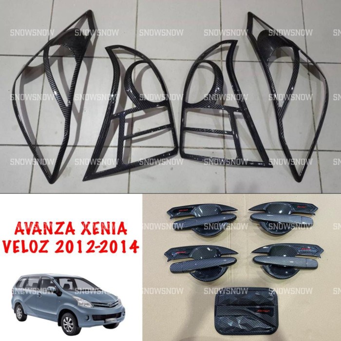 Paket Garnish Outer Handle Tank Avanza Xenia Veloz 2012 2014 Carbon - AVANZA/VELOZ