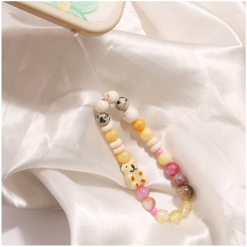 New Arrival Porcelain Puppy Dog Crack Beads Rantai Pendek Universal Bluetooth Earphone Phone Case Cover Tali Anti-Hilang Untuk iPhone Untuk Samsung Untuk OPPO Untuk VIVO Untuk Huawei Untuk Redmi