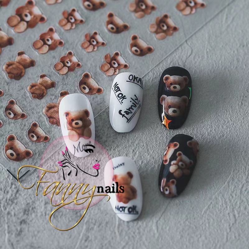 STICKER KUKU BEAR STICKERS PREMIUM 3D 5D STIKER KUKU NAIL STICKER NAILART BERUANG