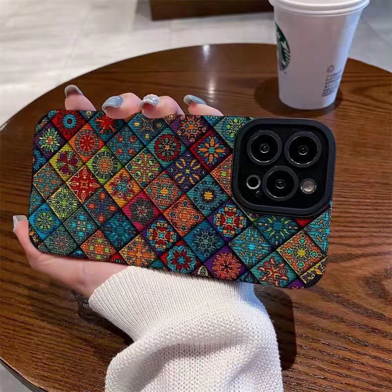 【Lamb Skin】SoftCase for IPhone 6S 7 Plus 8 Plus X XS XR XS Max 11 13 12 14 PRO Max 14 Plus 12 13 MINI Phone Case Vintage colored plaid for girl casing hp iphone 13