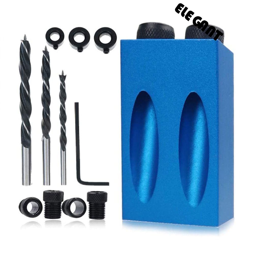 【 ELEGANT 】 Hole Screw Jig Set 7PCS Pocket Hole Punche 15derajat Panduan Bor Joint Angle Locator Alat Tukang Perkakas Jig Kit