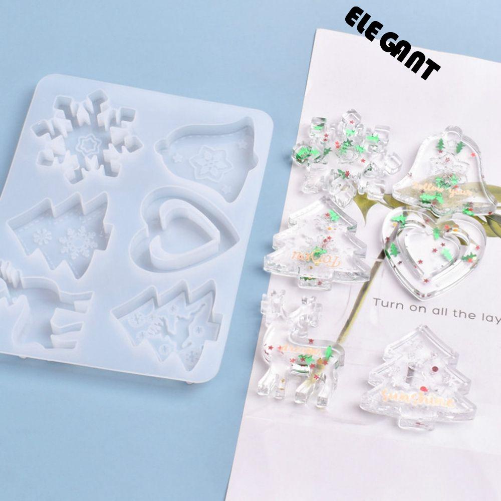 【 ELEGANT 】 Cetakan Silikon Elk Ornamen Liontin Pohon Natal Resin Clay Molds Casting Mould