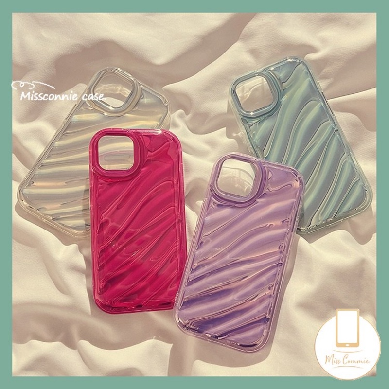 IPHONE Casing Ponsel Mempesona Kartu Laser Mewah Kompatibel Untuk Iphone11Xr 7Plus 11 14 13 12 Pro MAX 6 6S 7 8 Plus X XS MAX SE 2020kreativitas 3D Stereo Pola Bergelombang Soft Case Cover
