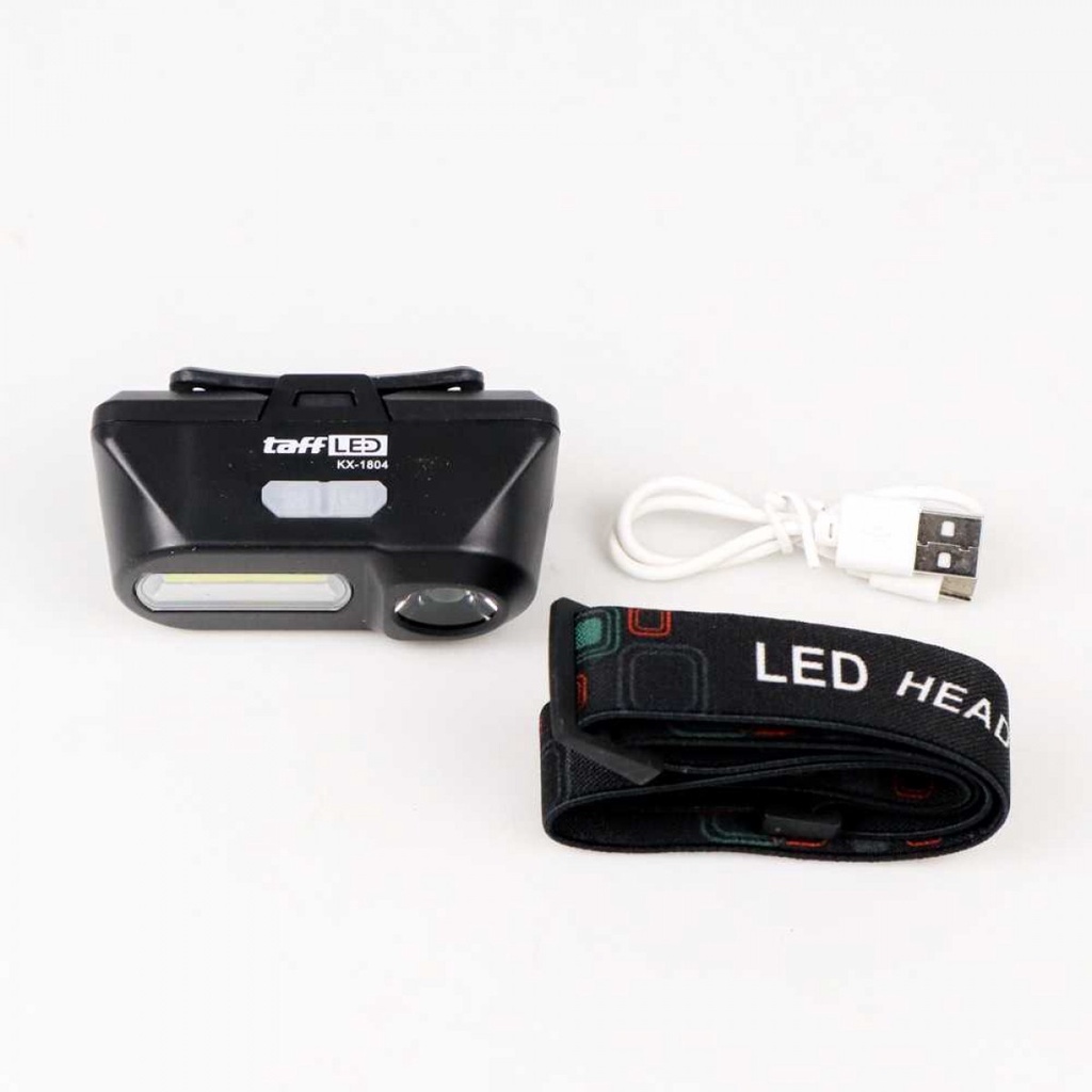 TaffLED Senter kepala Headlamp Flashlight Headlight LED 3 Modes COB