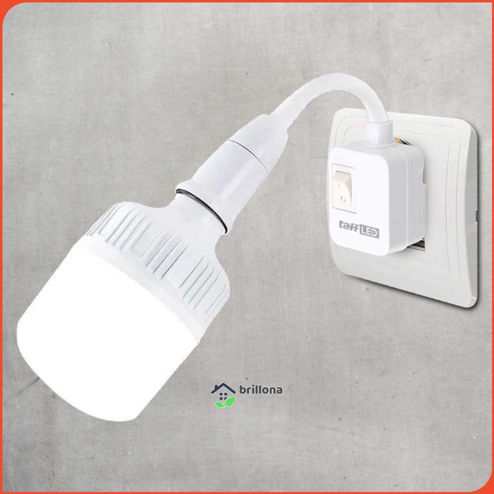 TaffLED Fitting Lampu Bohlam LED EU Plug with Switch 220V 25A E27 - HF-666