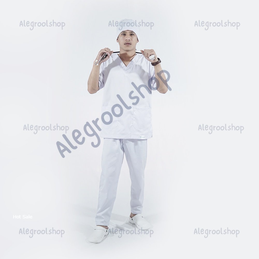 Lincurt - Doctor Scrub's Baju Ok Lengan Panjang/Pendek BIG SIZE Series &quot;My Basic&quot; White edition