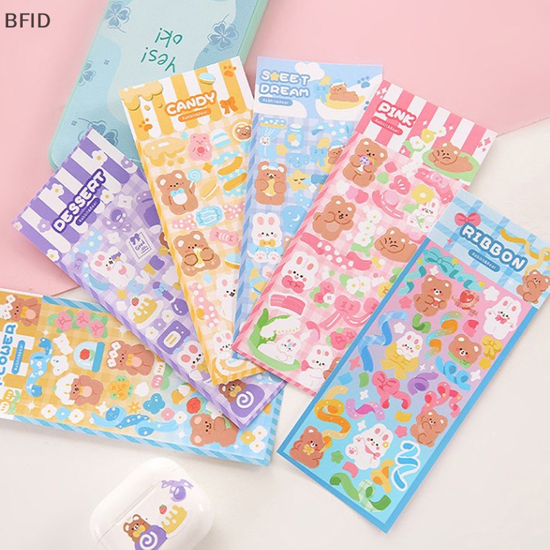 [BFID] 6lembar Kawaii Cute Shiny Photo Stiker Hias Kartun Dekorasi Jurnal Korea Tangan Akun Alat Tulis Pola Kecil [ID]