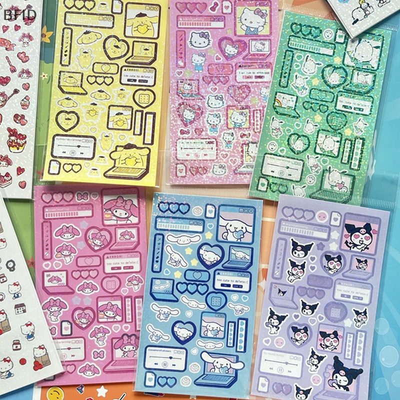 [BFID] 3pcs Stiker Anime Kawaii Sanrio Aesthetic Hello Kitty Kuromi My Melody Cinnamoroll Decals Stiker Hias Mainan Anak [ID]