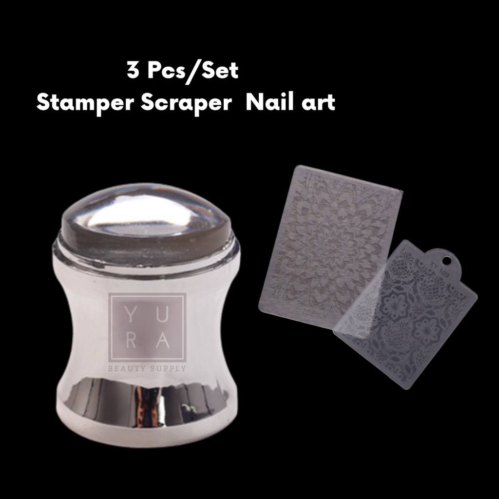 3pcs / Set Plat Stamper Scraper Stempel Transfer Kutek Gel UV LED Bahan Plastik